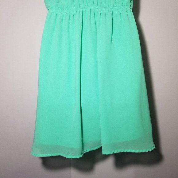 Mine Womens S Lime Mint Green Sundress Mini Dress Macrame Like Razor Back - Picture 11 of 16